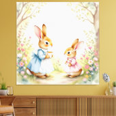 „Osterzauber – Das Mädchen und der Frühlingshase“ Leinwanddruck (Insitu (Wohnzimmer))