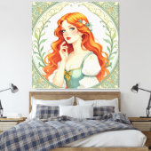 „Osterzauber – Das Mädchen und der Frühlingshase“ Leinwanddruck (Insitu (Schlafzimmer))