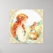 „Osterzauber – Das Mädchen und der Frühlingshase“ Leinwanddruck (Vorderseite)