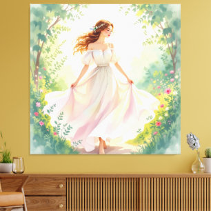 „Osterzauber – Das Mädchen und der Frühlingshase“ Leinwanddruck