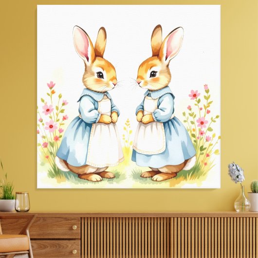 „Osterzauber – Das Mädchen und der Frühlingshase“ Leinwanddruck (Insitu (Wohnzimmer))