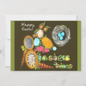 Osterzeit Bunny Egg Vine Gutes Ostern Ankündigung (Vorderseite)