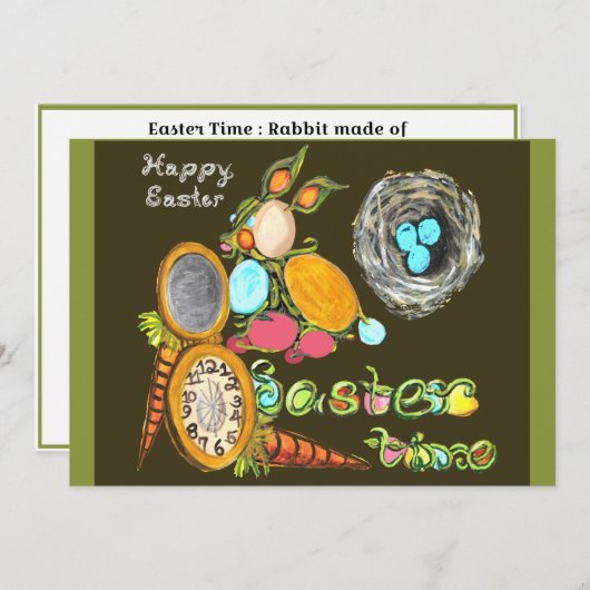 Osterzeit Bunny Egg Vine Gutes Ostern Ankündigung (Vorne/Hinten)