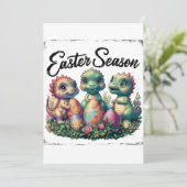 Osterzeit Dinosaurier Einladung (Stehend Vorderseite)