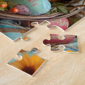 Osterzeit Süße Katze schlafend im Weidenkorb Puzzle (Seite)