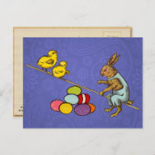 Osterzgebrannte Hühner - Darstellung Feiertagspostkarte (Vorne/Hinten)