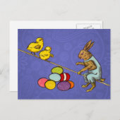 Osterzgebrannte Hühner - Darstellung Feiertagspostkarte (Vorne/Hinten)