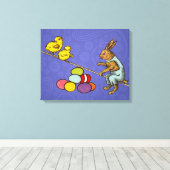 Osterzgebrannte Hühner - Darstellung Leinwanddruck (Insitu (Holzboden))