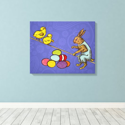 Osterzgebrannte Hühner - Darstellung Leinwanddruck (Insitu (Holzboden))