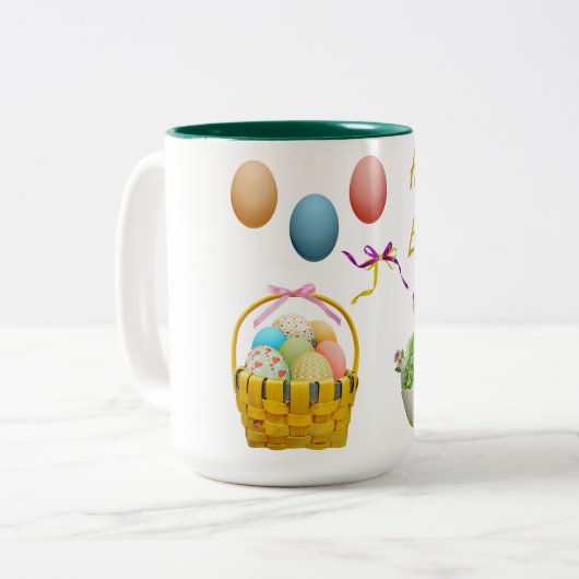 Osterzweifarbene Tasse. Zweifarbige Tasse (Vorderseite Links)