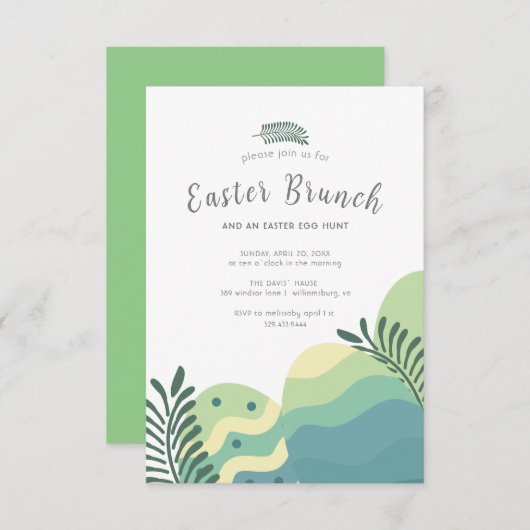 Osterzweig und eine Ostereierjagd Grün Dankeskarte (Vorne/Hinten)