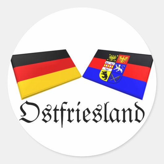 Ostfriesland, Deutschland - Flaggenkippen Runder Aufkleber (Vorderseite)