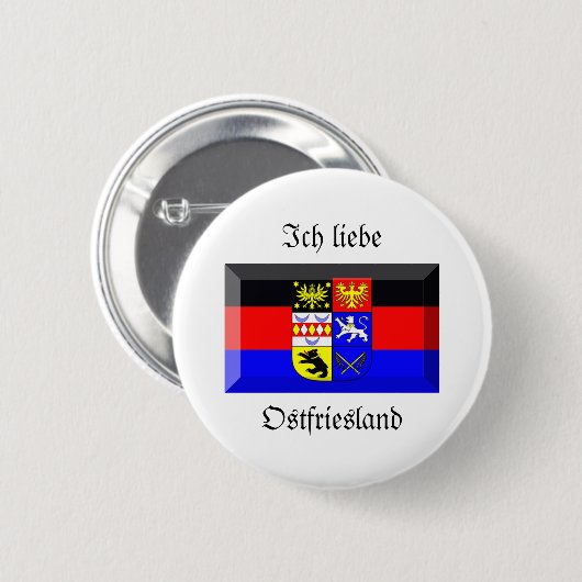 Ostfriesland Flaggen-Edelstein Button (Vorne & Hinten)