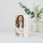 Östhetiker Beautician Beige QR Code & Foto Visitenkarte (Stehend Vorderseite)