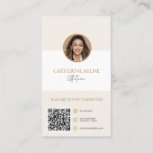 Östhetiker Beautician Beige QR Code & Foto Visitenkarte (Rückseite)