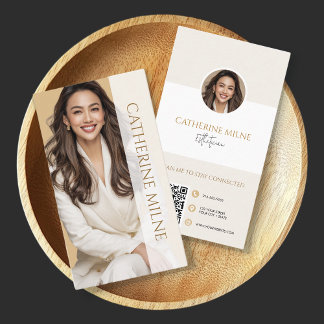 Östhetiker Beautician Beige QR Code & Foto Visitenkarte