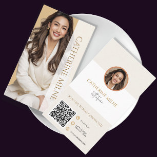 Östhetiker Beautician Beige QR Code & Foto Visitenkarte