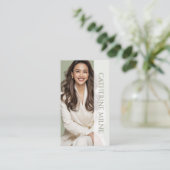 Östhetiker Beautician Green QR Code & Foto Visitenkarte (Stehend Vorderseite)