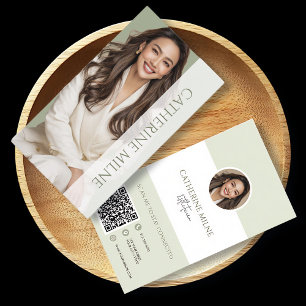 Östhetiker Beautician Green QR Code & Foto Visitenkarte