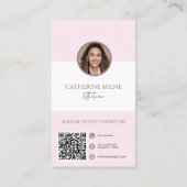 Östhetiker Beautician Pink QR Code & Foto Visitenkarte (Rückseite)
