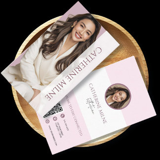 Östhetiker Beautician Pink QR Code & Foto Visitenkarte