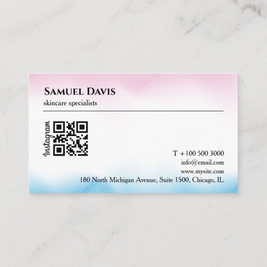 Östhetiker Pink Holographic Iridescent Qr Code Visitenkarte (Rückseite)