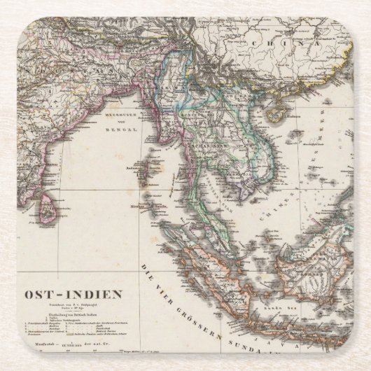 Ostindien Rechteckiger Pappuntersetzer (Vorderseite)