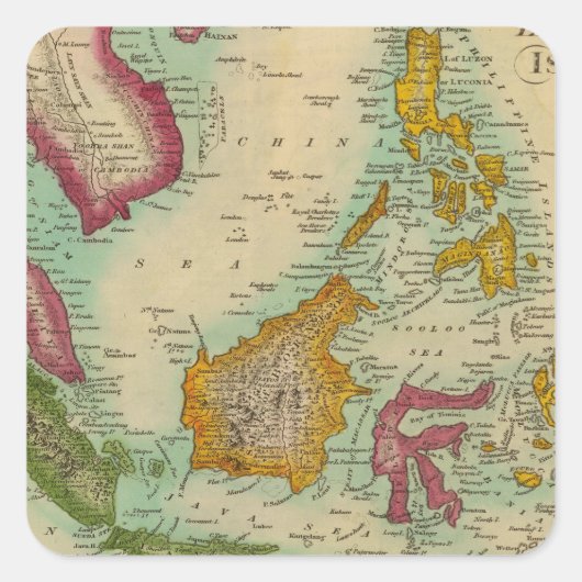 Ostindische Inseln Quadratischer Aufkleber (Vorderseite)