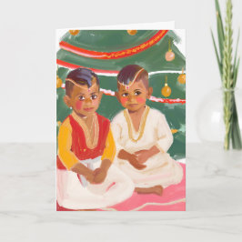 Ostindische Kinder zu Weihnachten Dankeskarte