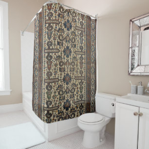 Ostkaukasus-Braune Beige Aquamarin Duschvorhang