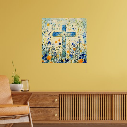 Ostkreuz auf einem Feld mit Blumen Poster (Wohnzimmer 2)