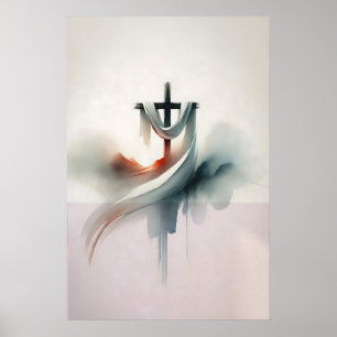 Ostkreuz mit Grabtuch Auferstehung Aquarell Poster