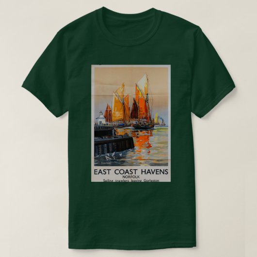 Ostküste Havens Norfolk Vintage Reiseplakat T-Shirt (Design vorne)