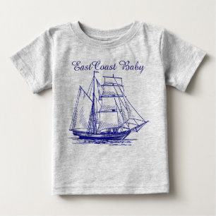 Ostküsten-Baby-Segelboot-Schiff Schooner nautisch Baby T-shirt