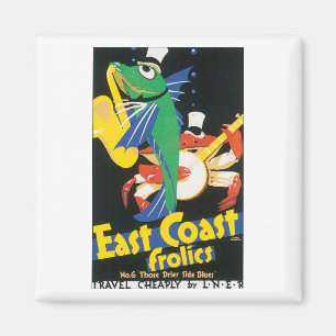 Ostküstenfrosch Vintage Travel Poster Magnet