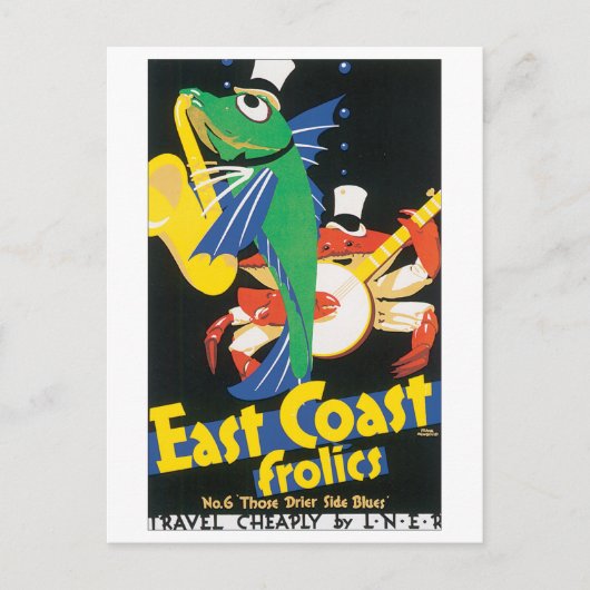 Ostküstenfrosch Vintage Travel Poster Postkarte (Vorderseite)