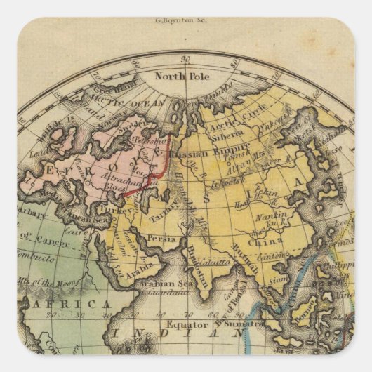 Östliche Hemisphäre 11 Quadratischer Aufkleber (Vorderseite)