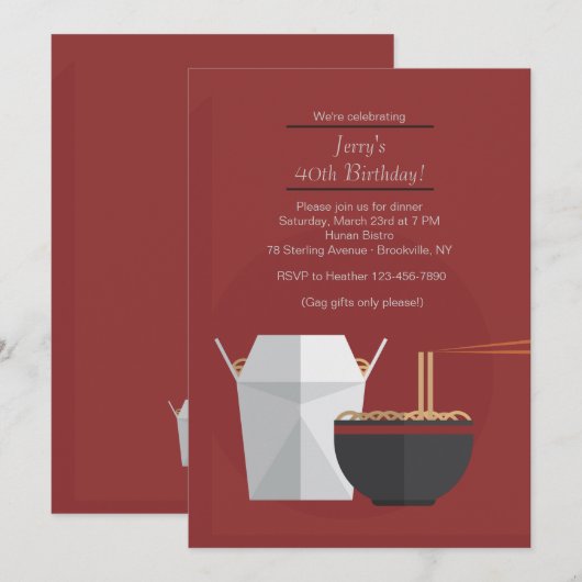 Östliche Lebensmitteleinladung Einladung (Vorne/Hinten)