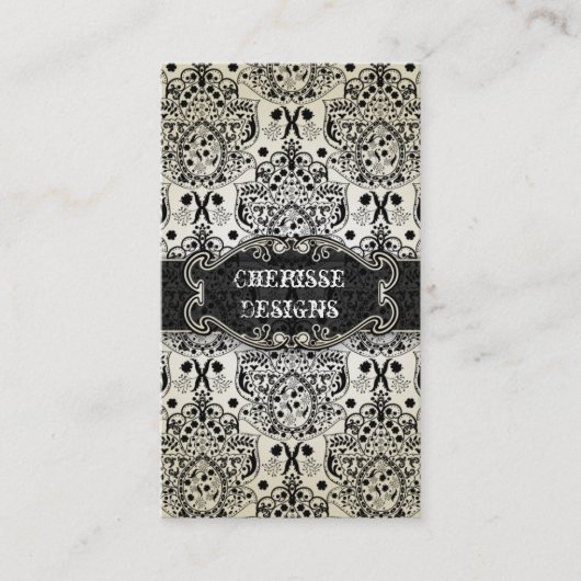 Östliche schwarze barocke Damast-Visitenkarte Visitenkarte (Vorderseite)