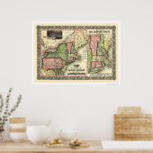 Östliche Staaten Bahnplan 1856 Poster (Küche)