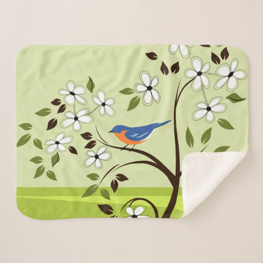 Östlicher Bluebird über Blütenbaum Sherpadecke (Vorderseite (Horizontal))
