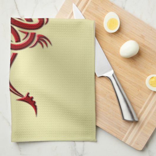 Östlicher Krimsondrache, Embossed-Effekt auf Gold Geschirrtuch (Viertel Falte)