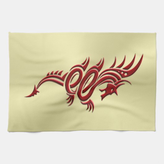 Östlicher Krimsondrache, Embossed-Effekt auf Gold Geschirrtuch (Horizontal)