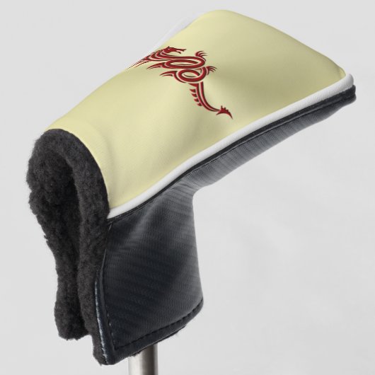 Östlicher Krimsondrache, Embossed-Effekt auf Gold Golf Headcover (3/4 Vorderseite)