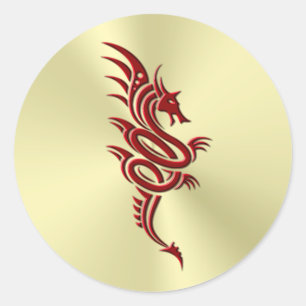 Östlicher Krimsondrache, Embossed-Effekt auf Gold Runder Aufkleber