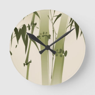 Östlicher Painting-Stil, Bamboo-Zweig 2 Runde Wanduhr
