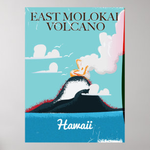 Ostmolokai-Vulkan Vintag Hawaii Reiseplakat Poster