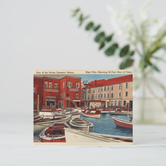 Ostport, Maine, Hochwasser, Schiffe im Hafen Postkarte (Stehend Vorderseite)