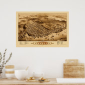 Ostport, ME Panoramakarte - 1879 Poster (Küche)