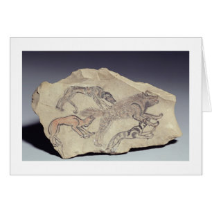 Ostracon, das einen Hund jagt eine Hyäne darstell